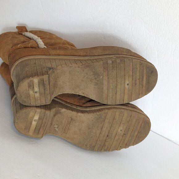 Vintage Suede Western Festival Platform Boots Shearling Lined Boho Size 8 - Picture 6 of 15